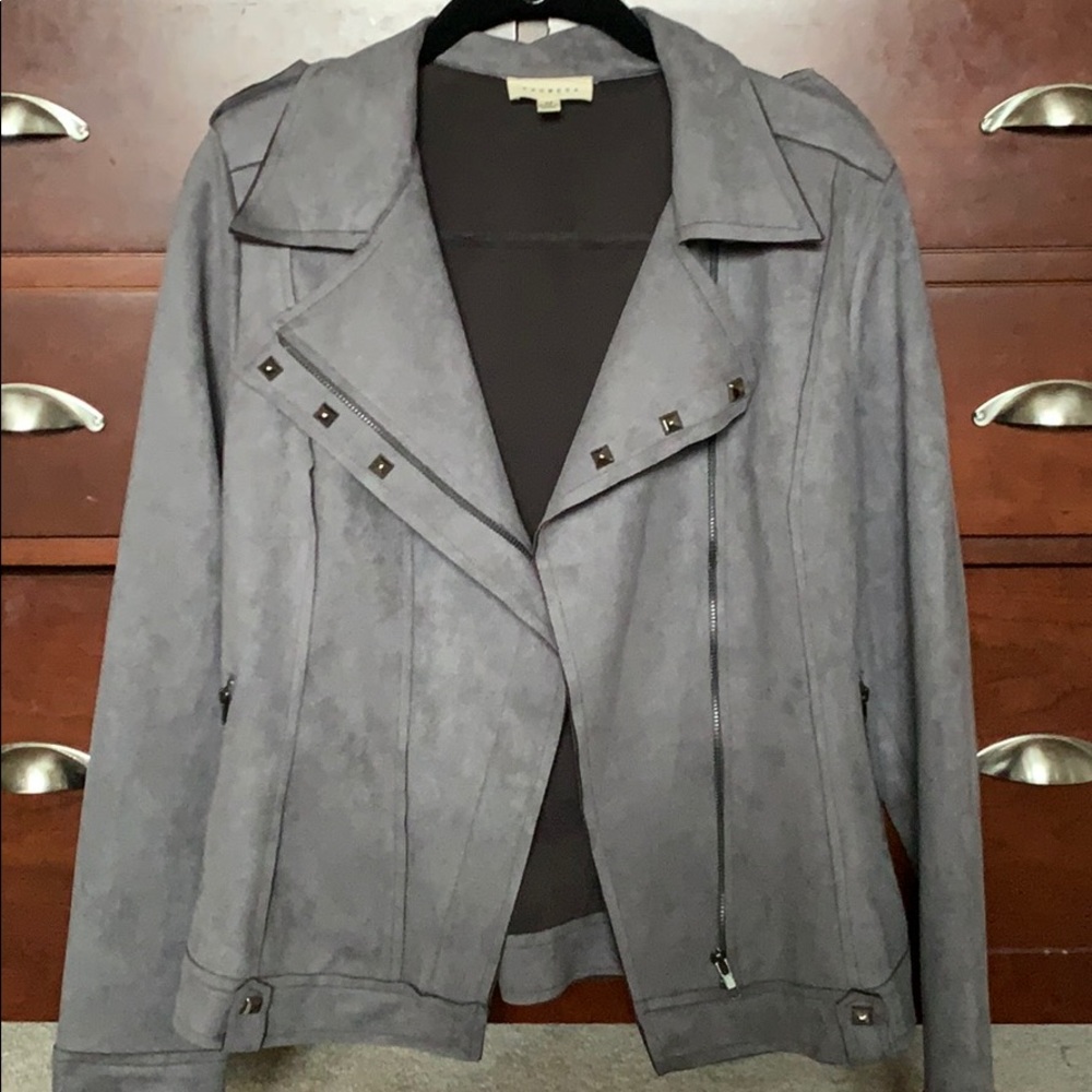Charcoal Suede Studded Moro Jacket